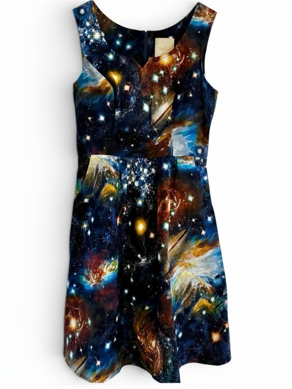 Wowsa - ModCloth Print Sleeveless Dress - Blue & Orange Multi - Size M
